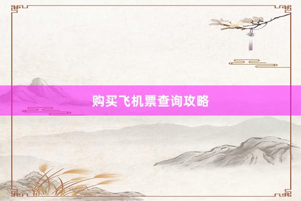 购买飞机票查询攻略