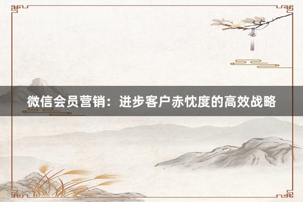 微信会员营销：进步客户赤忱度的高效战略